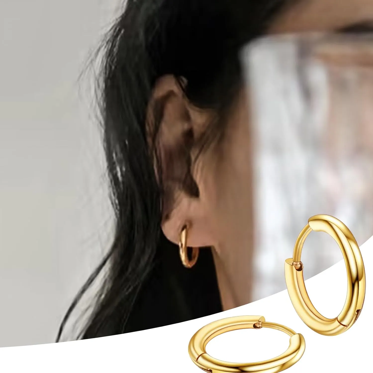 4 Pairs Hoop Earrings for Men 316L Surgical Steel Hoop Earrings 8mm 10mm 12mm 14mm Silver Hoops Earrings Piercings Cartilage Earring Hoop Hypoallergenic Hoop Earrings for Women Men