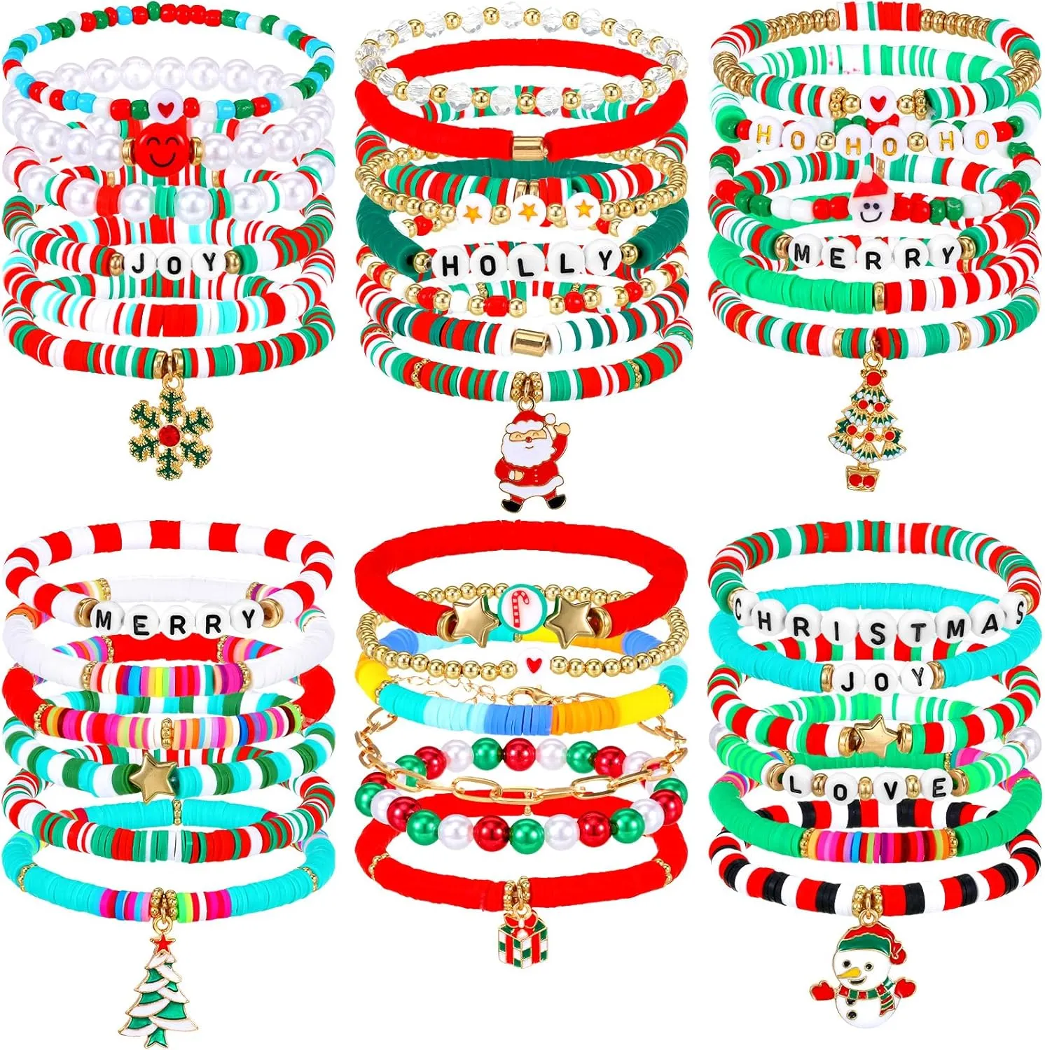 40 Pcs Surfer Heishi Bracelets Colorful Friendship Adjustable Clay Bead Bracelets Festive Stretch Jewelry for Women (Festival)