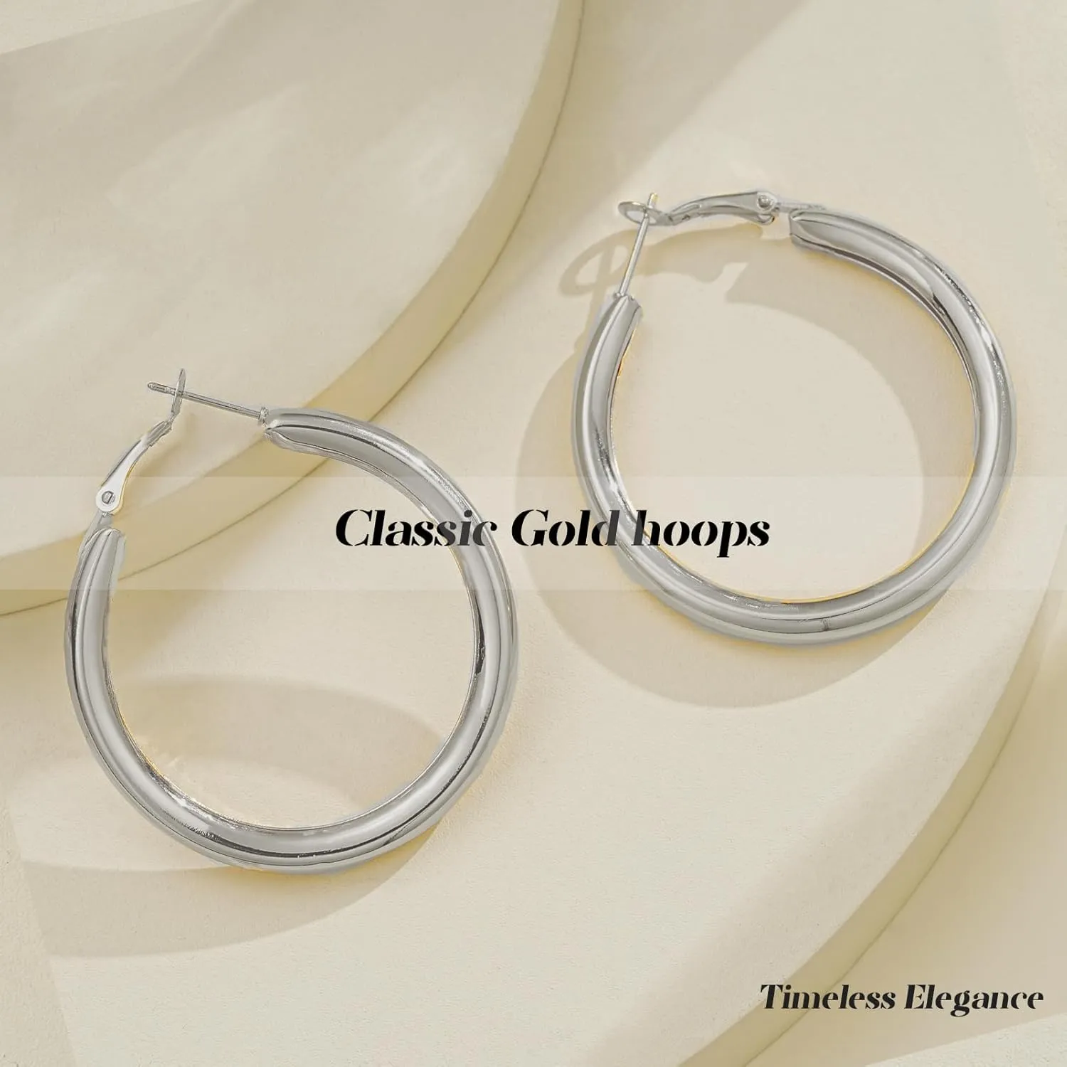 42 Pairs Gold Hoop Earrings Set for Women, Fashion Chunky Pearl Earrings Multipack Twisted Statement Earring Pack, Hypoallergenic Small Big Hoops Earrings for Birthday Party