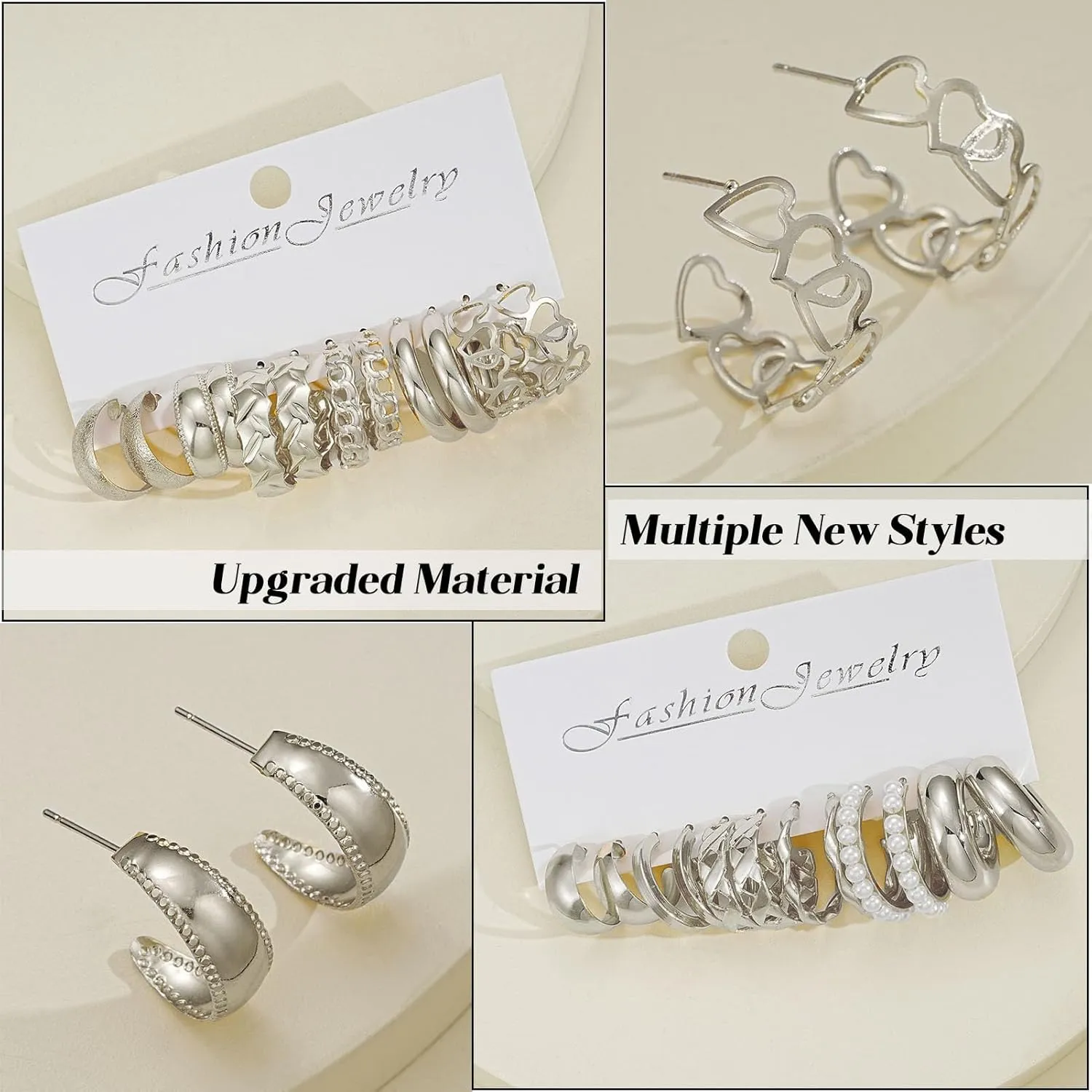 42 Pairs Gold Hoop Earrings Set for Women, Fashion Chunky Pearl Earrings Multipack Twisted Statement Earring Pack, Hypoallergenic Small Big Hoops Earrings for Birthday Party