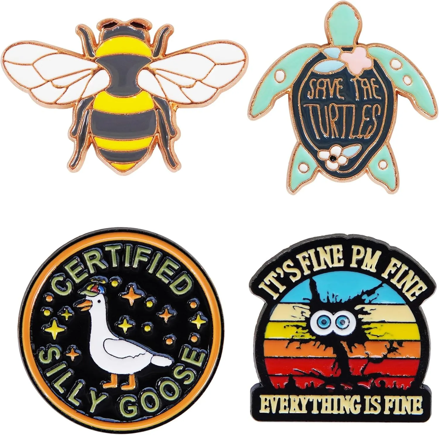 4PCS Funny Enamel Pins Cute Pins Set for Backpack Hat bags Coat Jacket, Unique Novelty button pins Bulk Are a Women and Men Fashion Jewelry Accessories
