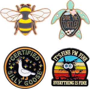 4PCS Funny Enamel Pins Cute Pins Set for Backpack Hat bags Coat Jacket, Unique Novelty button pins Bulk Are a Women and Men Fashion Jewelry Accessories