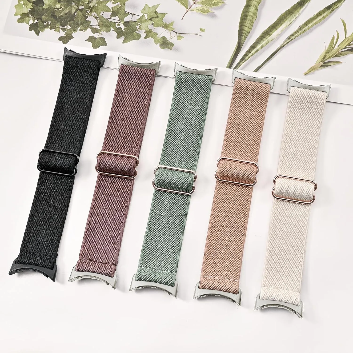 5 Pack Stretchy Nylon Compatible with Google Pixel Watch 3 45mm Band for Women Men, Elastic Adjustable Straps Soft Sport Wristbands Replacement for Pixel Watch 3 45mm Accessories