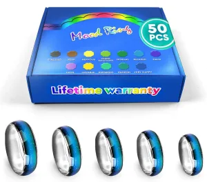 50Pcs Mood Rings for Women - Mood Rings Bulk 6-10 Size Pack Adult Mood Ring Color Change Rings - Color Change Ring Men's