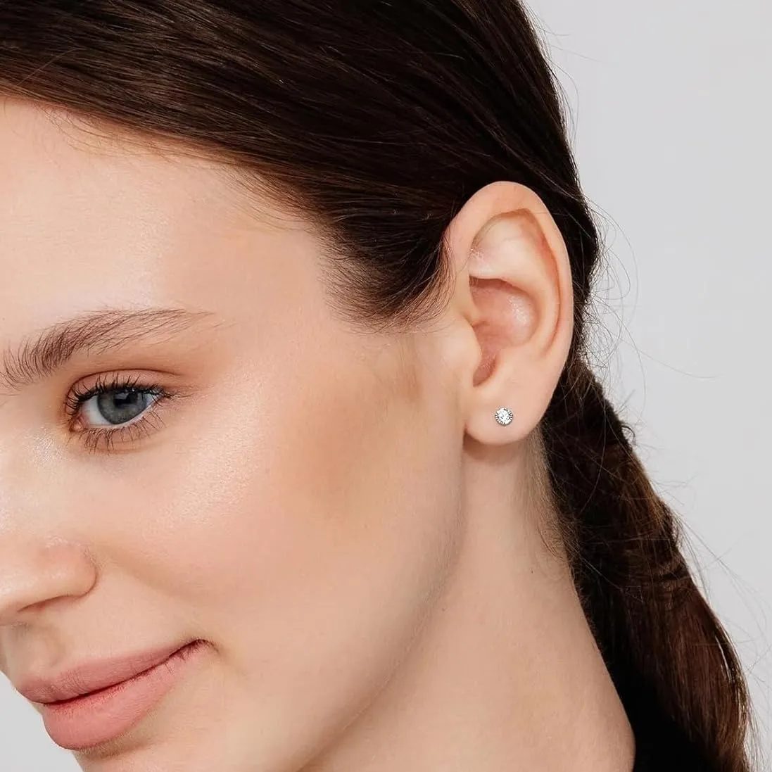 6 Pairs Earrings Sets, Multiple Piercing Lightweight 14K Gold Plated Small Huggie Hoop Earrings, Hypoallergenic Flat Back Tiny CZ Stud Flat Screw Back Earrings for Cartilage, Helix, Lobe (Golden)
