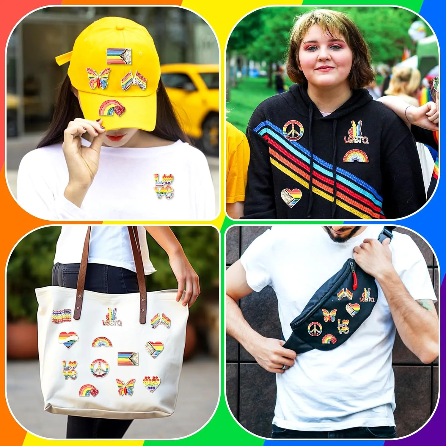6 PCS Pride Enamel Pins Bulk Rainbow LGBT Lapel Pins Gay Pride Heart Flag Brooch Pins Badge for Clothes Bags Backpack Hat Jacket Decoration