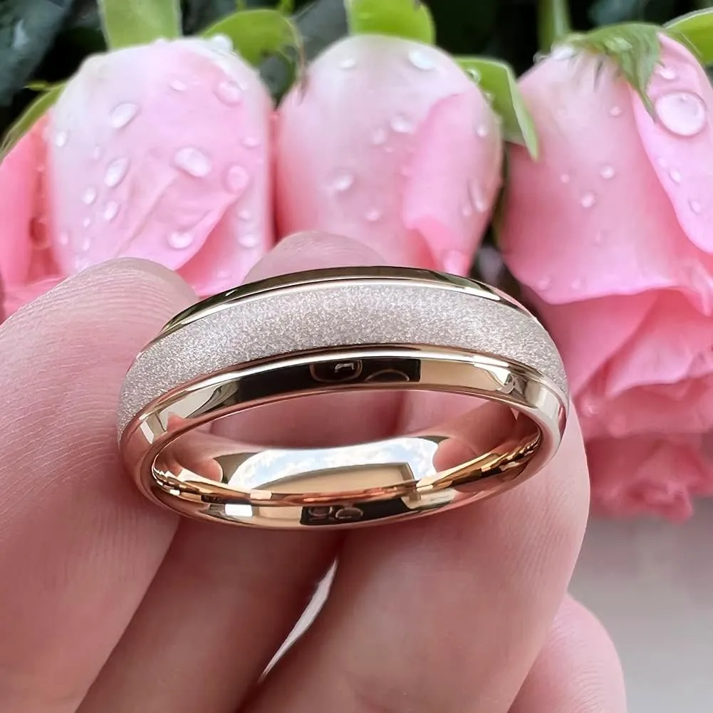 6mm 8mm Black/Gold/Rose Gold/White Tungsten Rings for Men Women Fashion Engagement Wedding Bands Sandblasted Finish I Love You Engraved Comfort Fit
