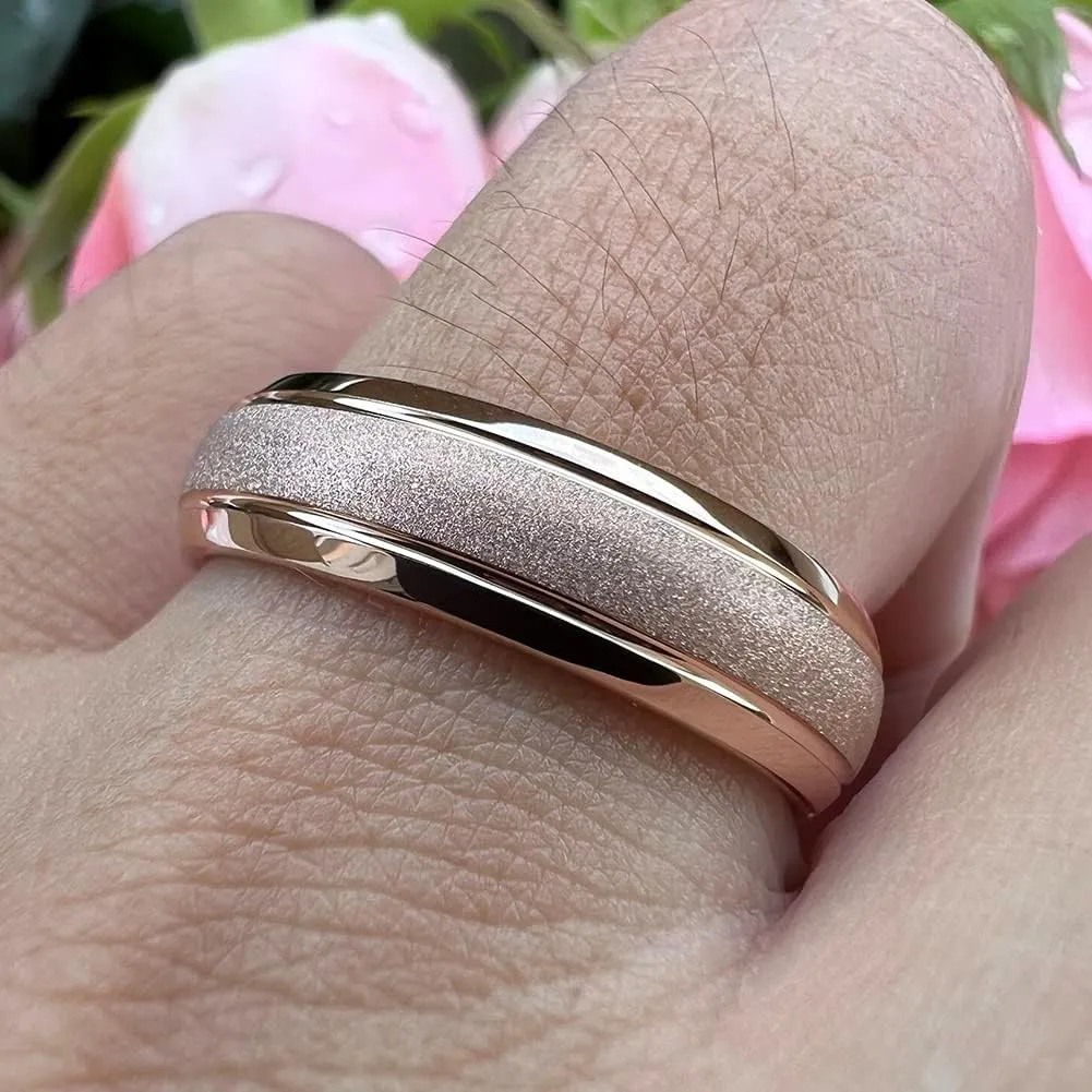 6mm 8mm Black/Gold/Rose Gold/White Tungsten Rings for Men Women Fashion Engagement Wedding Bands Sandblasted Finish I Love You Engraved Comfort Fit
