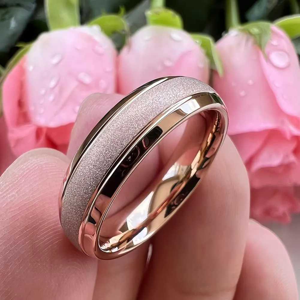 6mm 8mm Black/Gold/Rose Gold/White Tungsten Rings for Men Women Fashion Engagement Wedding Bands Sandblasted Finish I Love You Engraved Comfort Fit