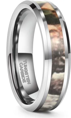 6mm 8mm Camo Wedding Bands for Men Women Hunting Tungsten Carbide Rings Comfort Fit Size 5-13