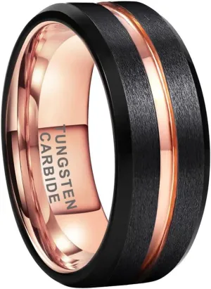 6mm 8mm Silver/Black/Blue/Gunmetal/Gold/Rose Gold Tungsten Rings for Men Women Fashion Engagement Wedding Bands Matte Finish Beveled Edges Comfort Fit