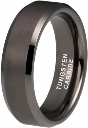 6mm 8mm Tungsten Rings for Men Women Fashion Engagement Wedding Bands Matte Finish Beveled Edges Comfort Fit