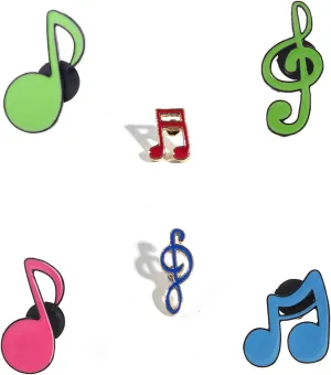 6pc Music Note Symbols Pin Badge Lapel Brooches Cute Pins Backpack Scarf Bags