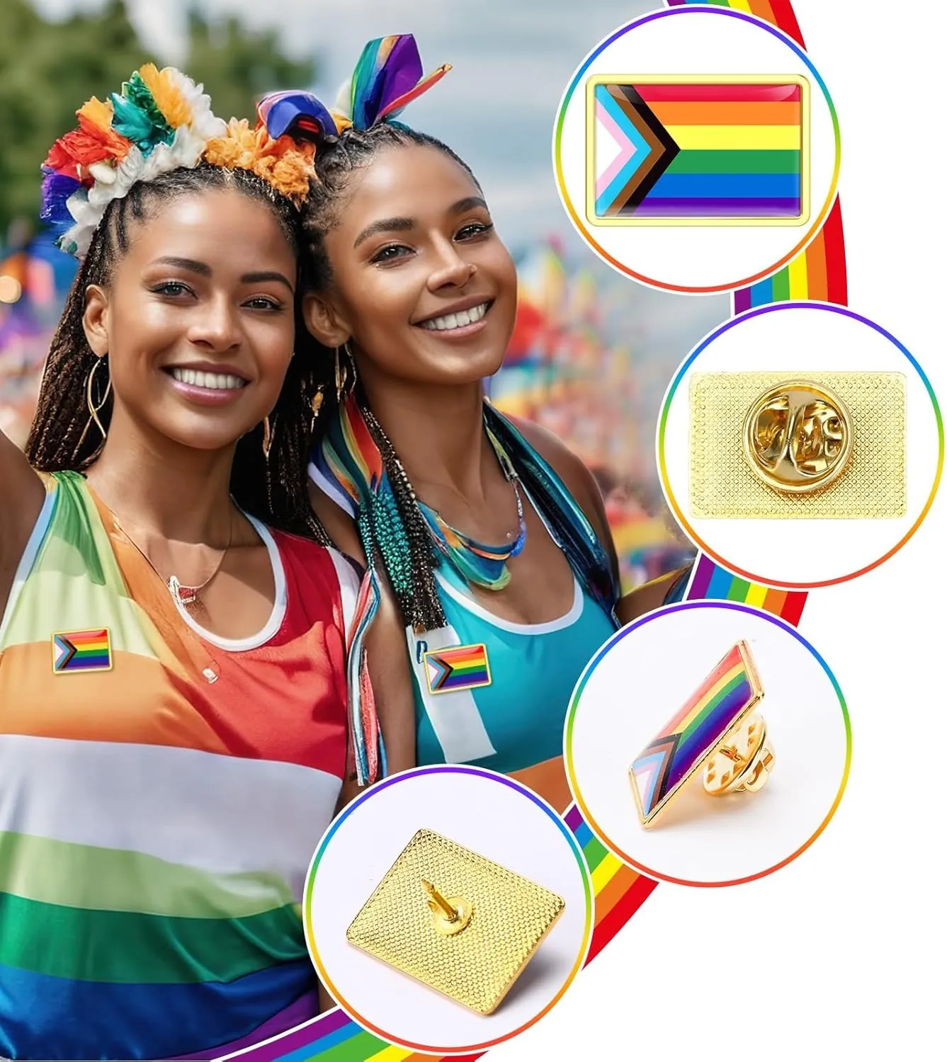 72 PCS Rainbow Enamel Brooch Progress Pride Flag LGBT Label Pins Gay Brooch Pins for Clothes Backpack Jewelry