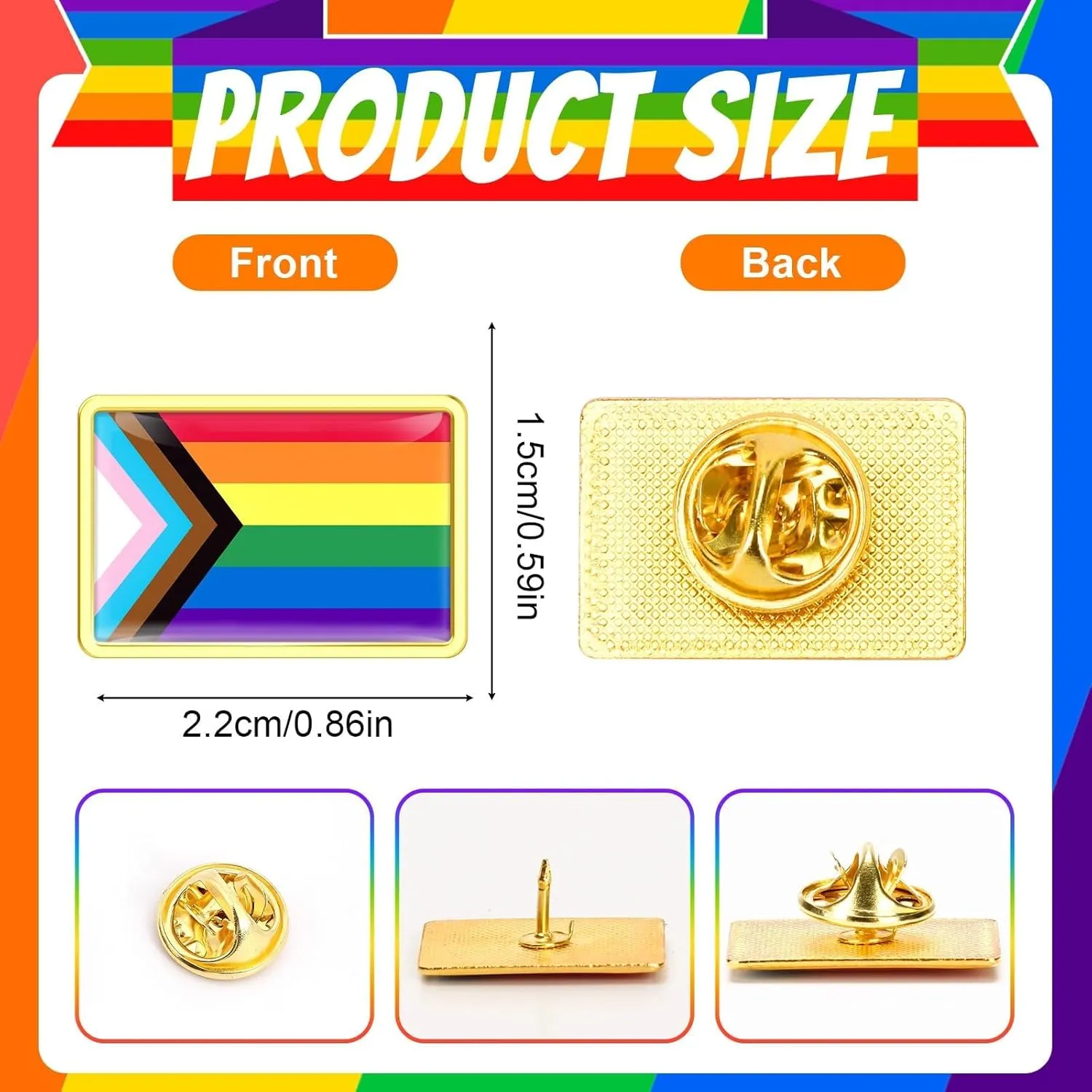72 PCS Rainbow Enamel Brooch Progress Pride Flag LGBT Label Pins Gay Brooch Pins for Clothes Backpack Jewelry