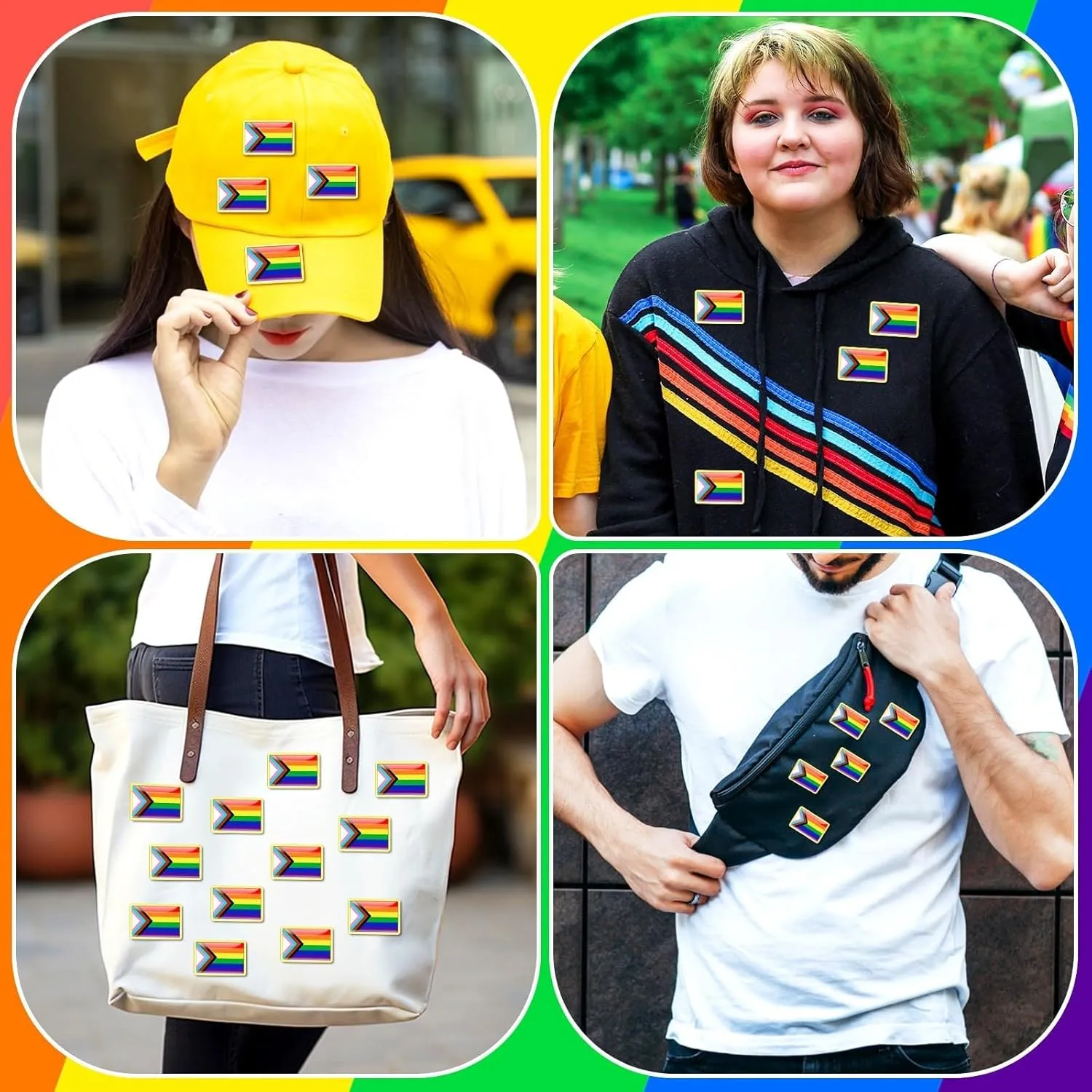72 PCS Rainbow Enamel Brooch Progress Pride Flag LGBT Label Pins Gay Brooch Pins for Clothes Backpack Jewelry