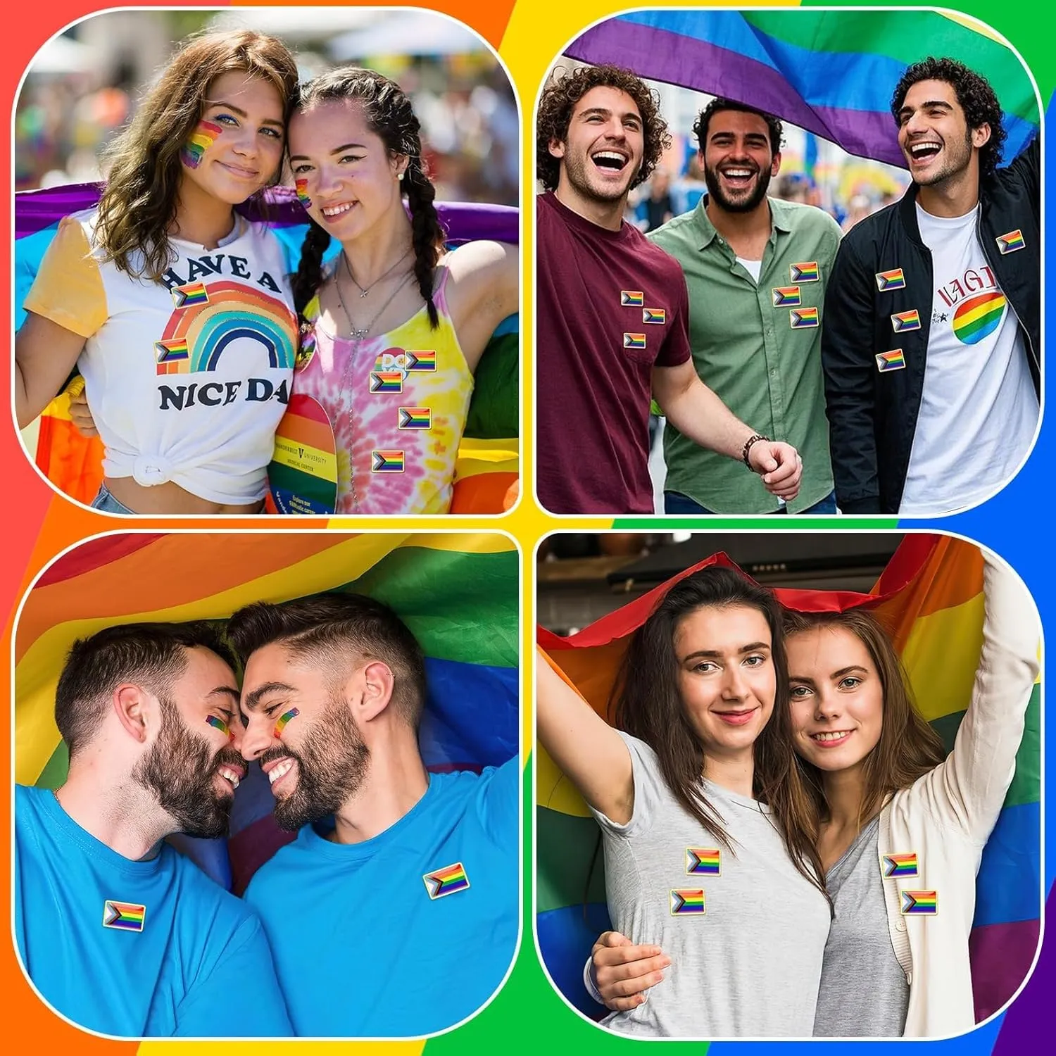 72 PCS Rainbow Enamel Brooch Progress Pride Flag LGBT Label Pins Gay Brooch Pins for Clothes Backpack Jewelry