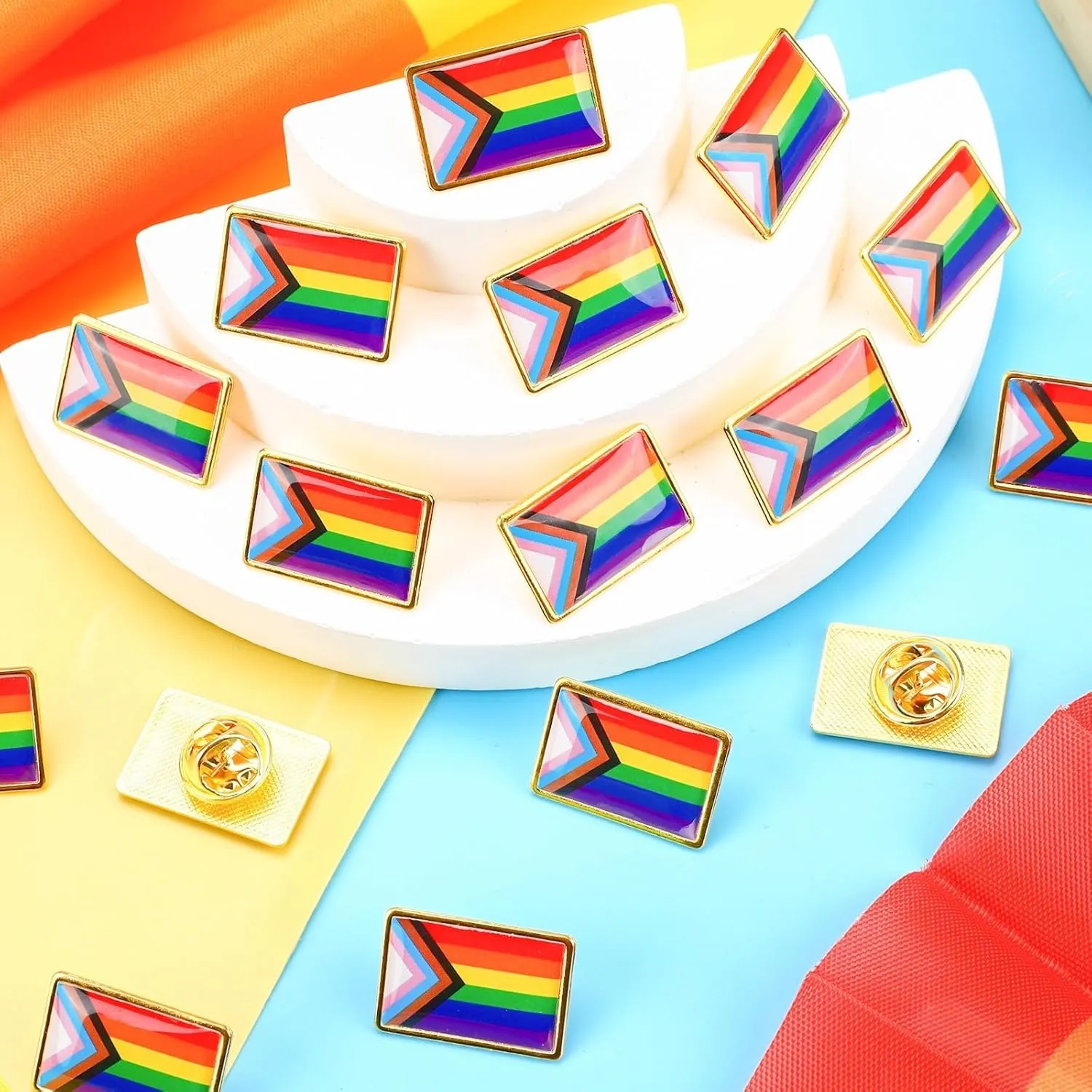 72 PCS Rainbow Enamel Brooch Progress Pride Flag LGBT Label Pins Gay Brooch Pins for Clothes Backpack Jewelry
