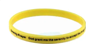 8150005 Set of 3 Serenity Prayer Thin Silicone Bracelet Band 6mm Adult Size 12 Step AA God Grant Me