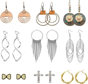 9 Pairs Bohemian Vintage Dangle Earrings Fashion Earrings Gold Stud Earrings Set for Women Statement Stud Earrings Pearl Earrings Set for Party Jewelry