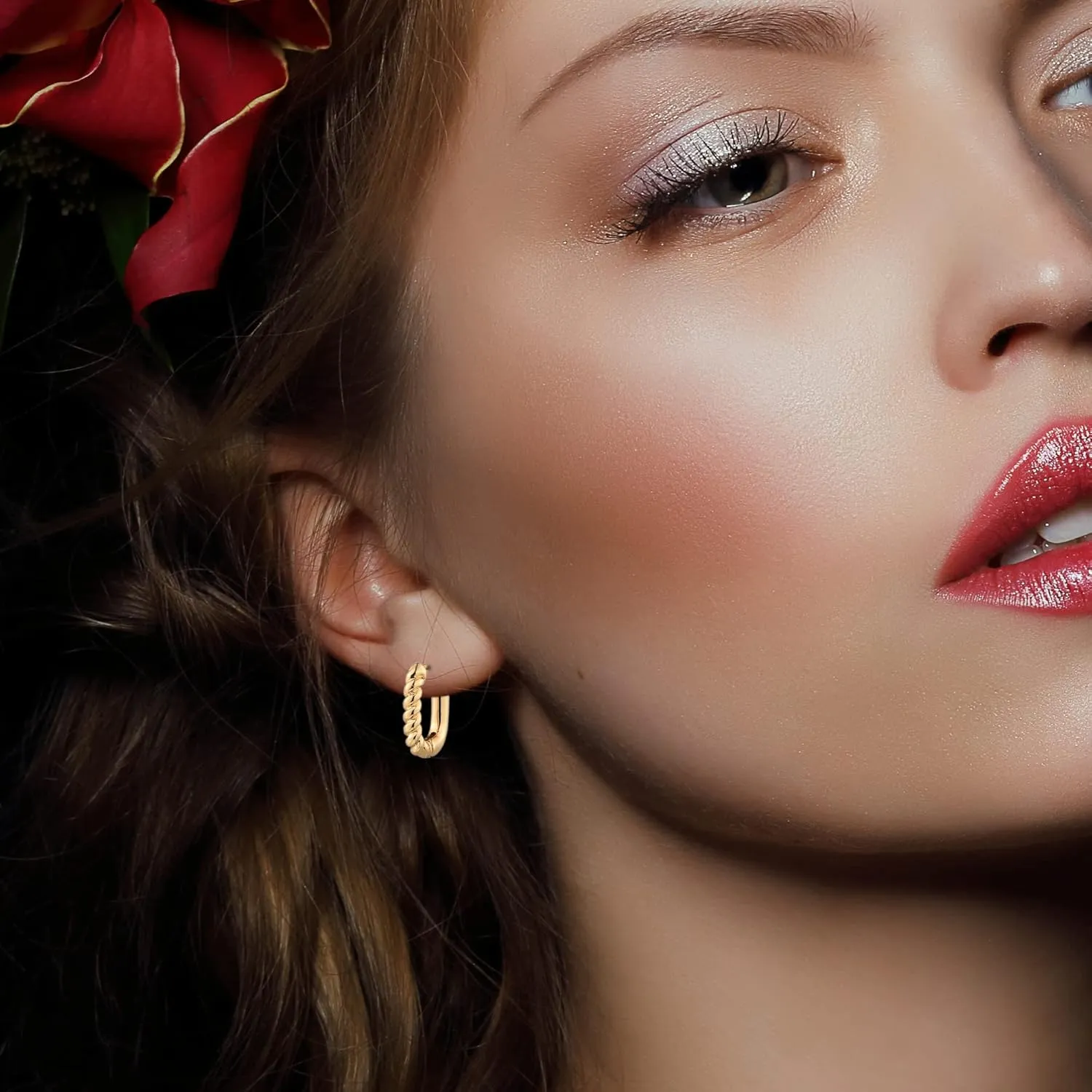 9 Pairs Gold Chunky Hoop Earrings Set for Women, 14K Gold Plated Twisted Huggie Hoop Earring Hypoallergenic, Lightweight Thick Open Hoops Earrings Jewelry Gifts.