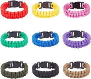 9 PCS Parachute Cord Bracelets for Women Men Bracelets Rope Braided with Parachute Cord for Party Bracelets Rope Cord Bracelet Outdoor for Hiking Travelling Camping Gifts