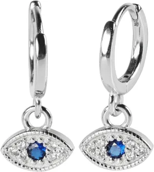 925 silver earrings Sterling eye earrings/Bar stud earrings/Ball earrings/Synthetic cubic zirconia ear stud/Rhinestone earrings/Imitation diamond, blue, 19 x 8 x 1.5mm