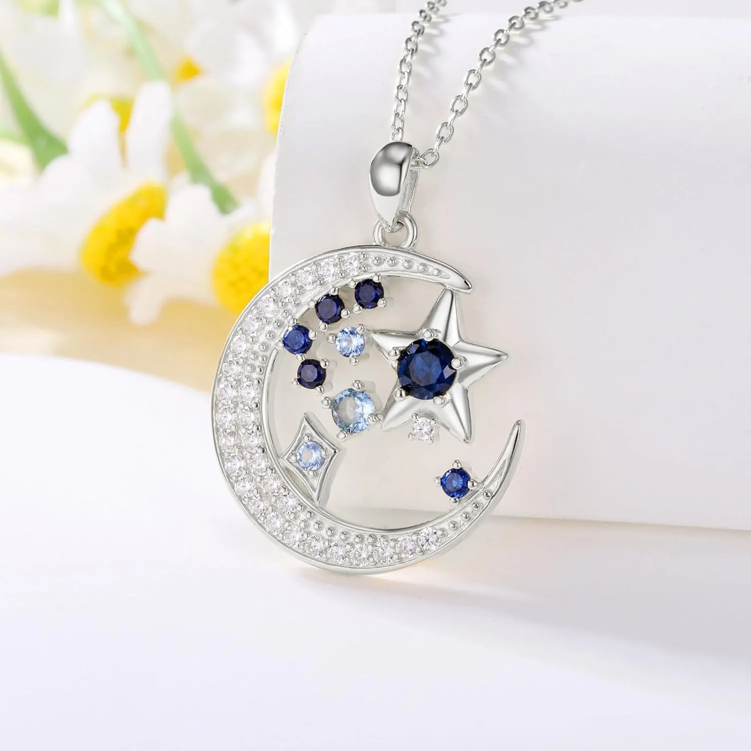 925 Sterling Silver Butterfly/Crescent/Witches Knot/Fleur-De-Lis/Thorny Crown Pendant Necklace Gold Plated Gemstone Birthday Gift for Wife Girlfriend Mom Daughter