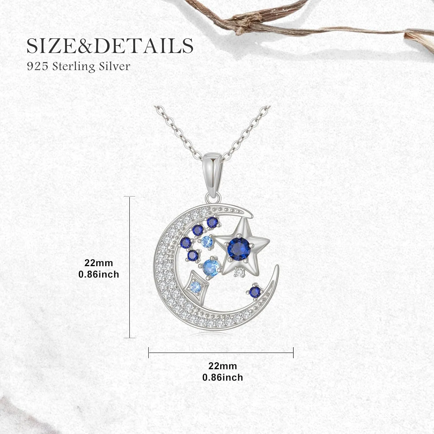 925 Sterling Silver Butterfly/Crescent/Witches Knot/Fleur-De-Lis/Thorny Crown Pendant Necklace Gold Plated Gemstone Birthday Gift for Wife Girlfriend Mom Daughter