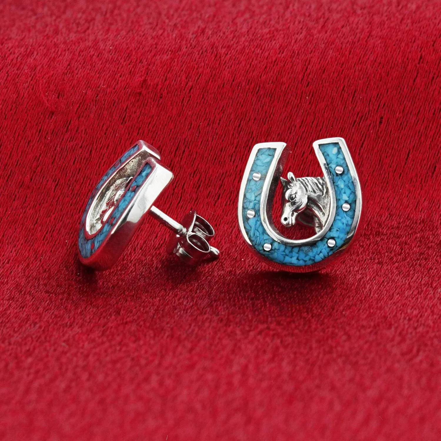 .925 Sterling Silver Southwestern Style Stud Earrings