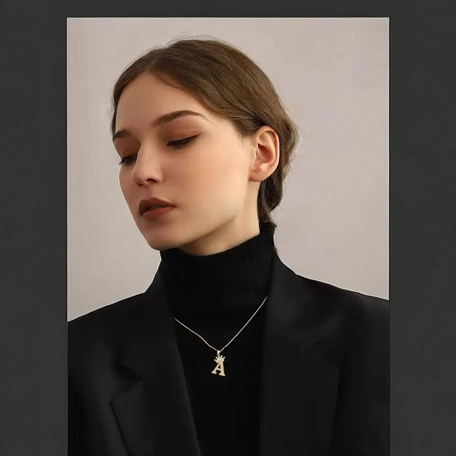 A Necklace Initial,Initial Necklace Gold J Chain A-Z Letter Pendant 14K Gold Plated Crown Necklaces for Men Girl Friend Gifts for Women