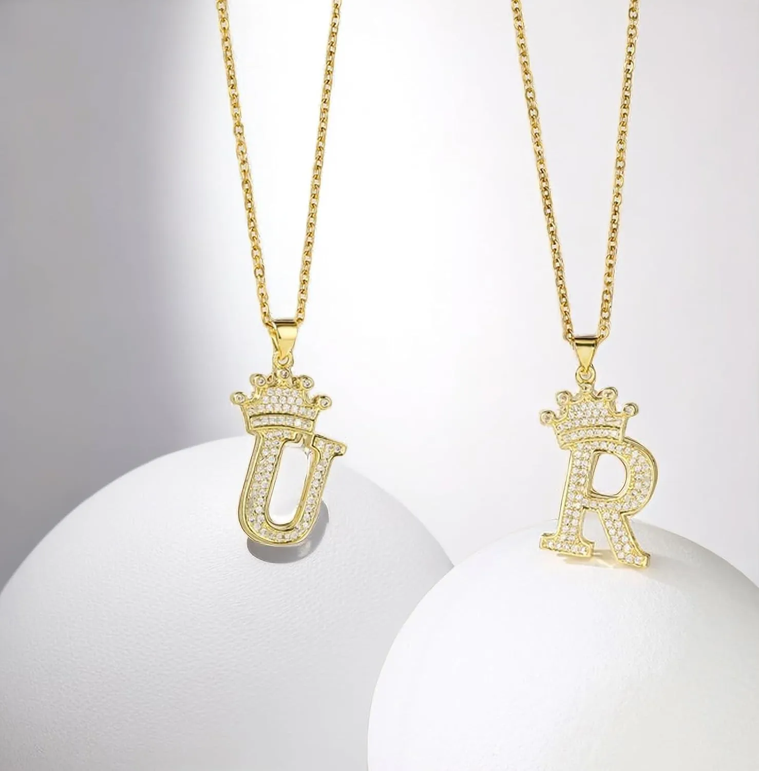 A Necklace Initial,Initial Necklace Gold J Chain A-Z Letter Pendant 14K Gold Plated Crown Necklaces for Men Girl Friend Gifts for Women
