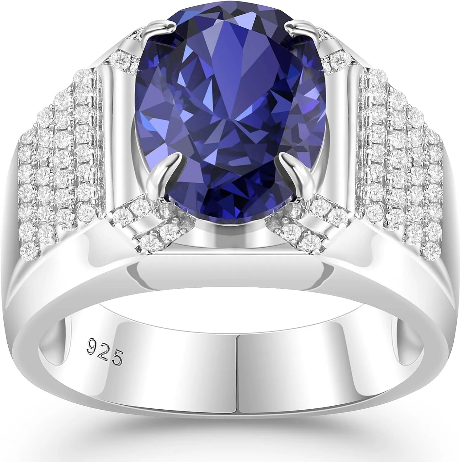 AAAAA Cz Mens Tanzanite Solitaire Rings 925 Sterling Silver Mens Wedding Band Engagement Promise Ring Size 8-13