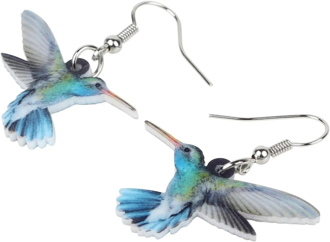Acrylic Hummingbird Earrings Dangle Cute Bird Gifts for Women Jewelry Animal Charms