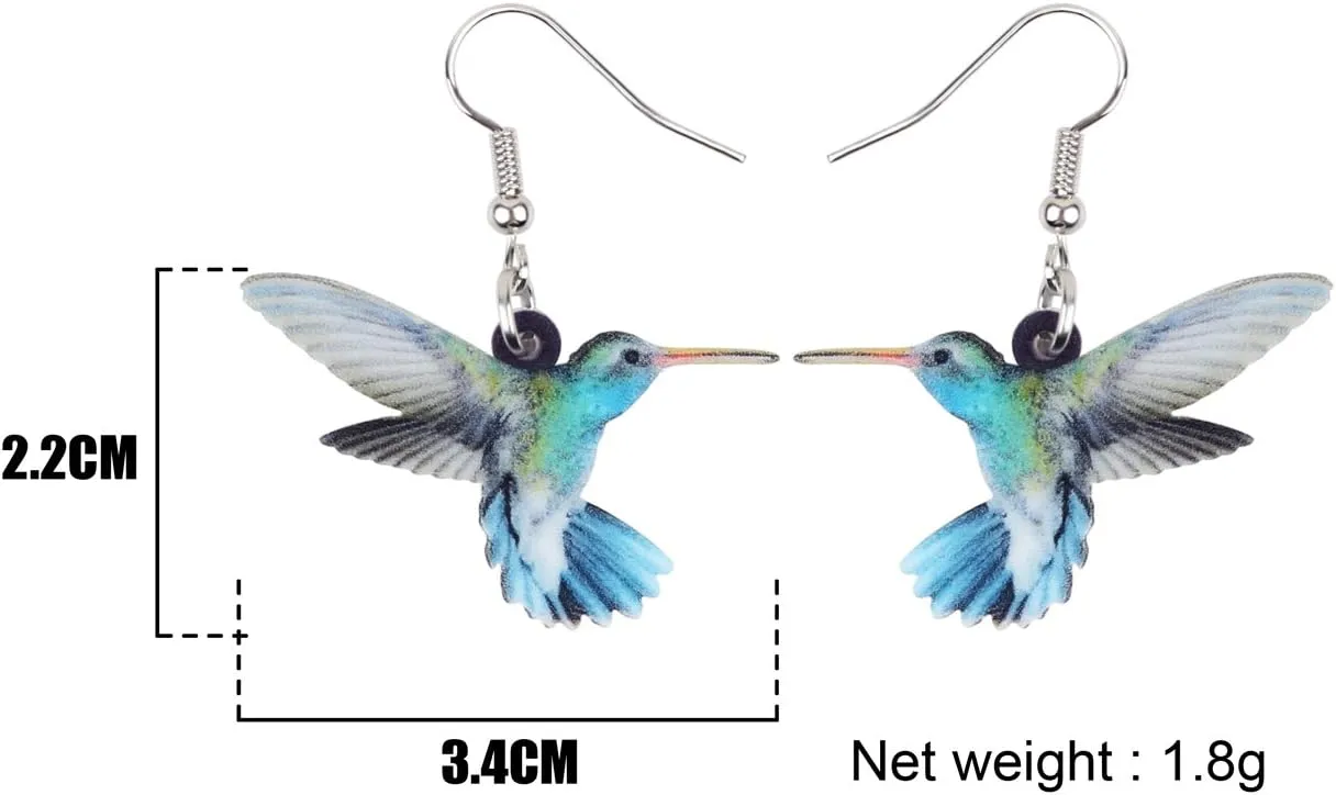 Acrylic Hummingbird Earrings Dangle Cute Bird Gifts for Women Jewelry Animal Charms