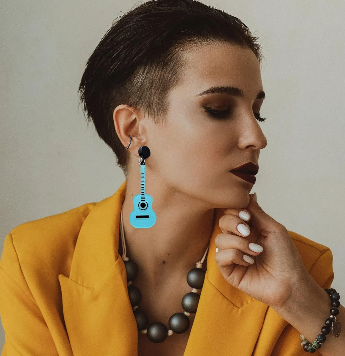 Acrylic Music Guitar Dangle Earrings,for Women Long Music Guitar Drop Earrings,Guitar Lover Earrings for Music Lovers Earrings