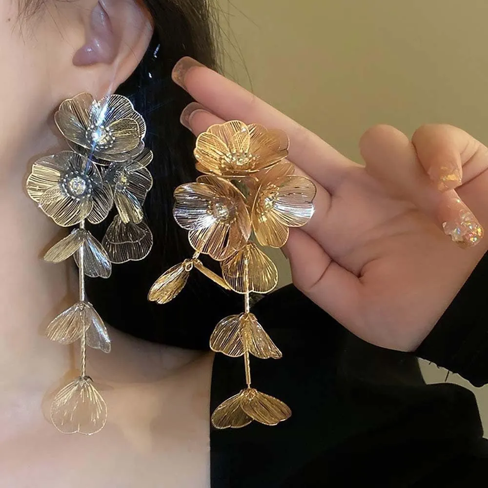 Acrylic Tassel Flower Earrings - Colorful Leaf Floral Dangle Drop Long Earrings for Women