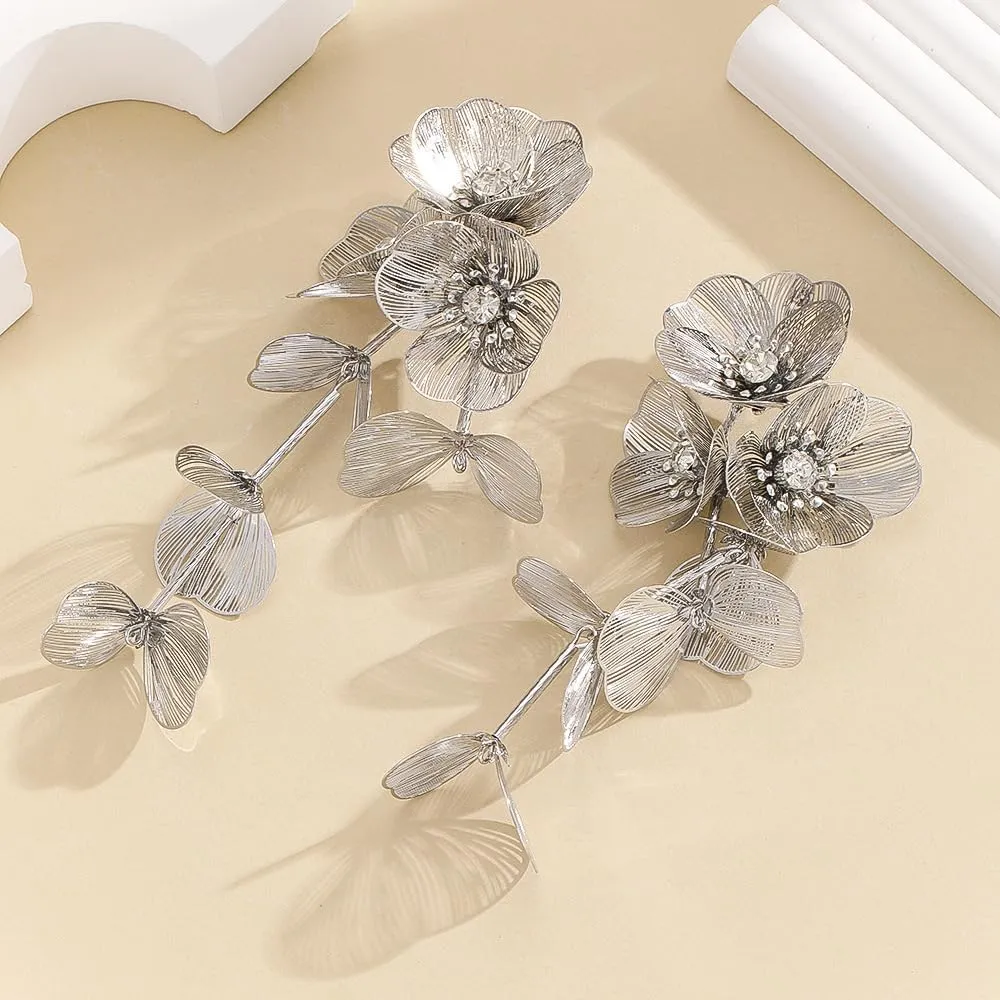 Acrylic Tassel Flower Earrings - Colorful Leaf Floral Dangle Drop Long Earrings for Women