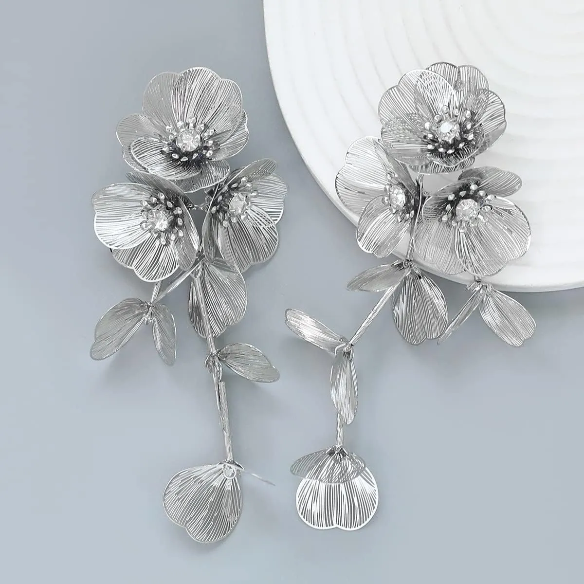 Acrylic Tassel Flower Earrings - Colorful Leaf Floral Dangle Drop Long Earrings for Women