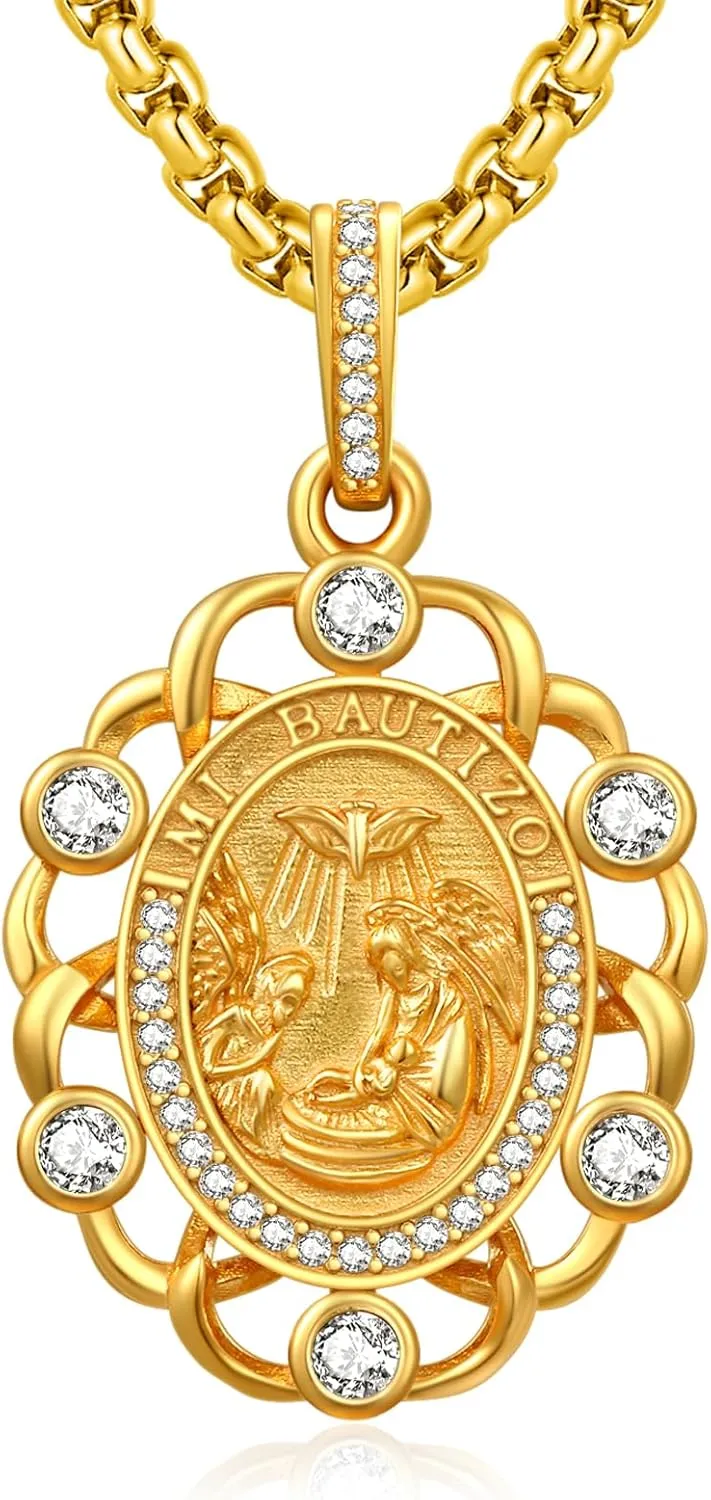 AENEAS Patron Saint Necklace 925 Sterling Silver Patron St Medals Amulet Pendant Protection Jewelry for Women