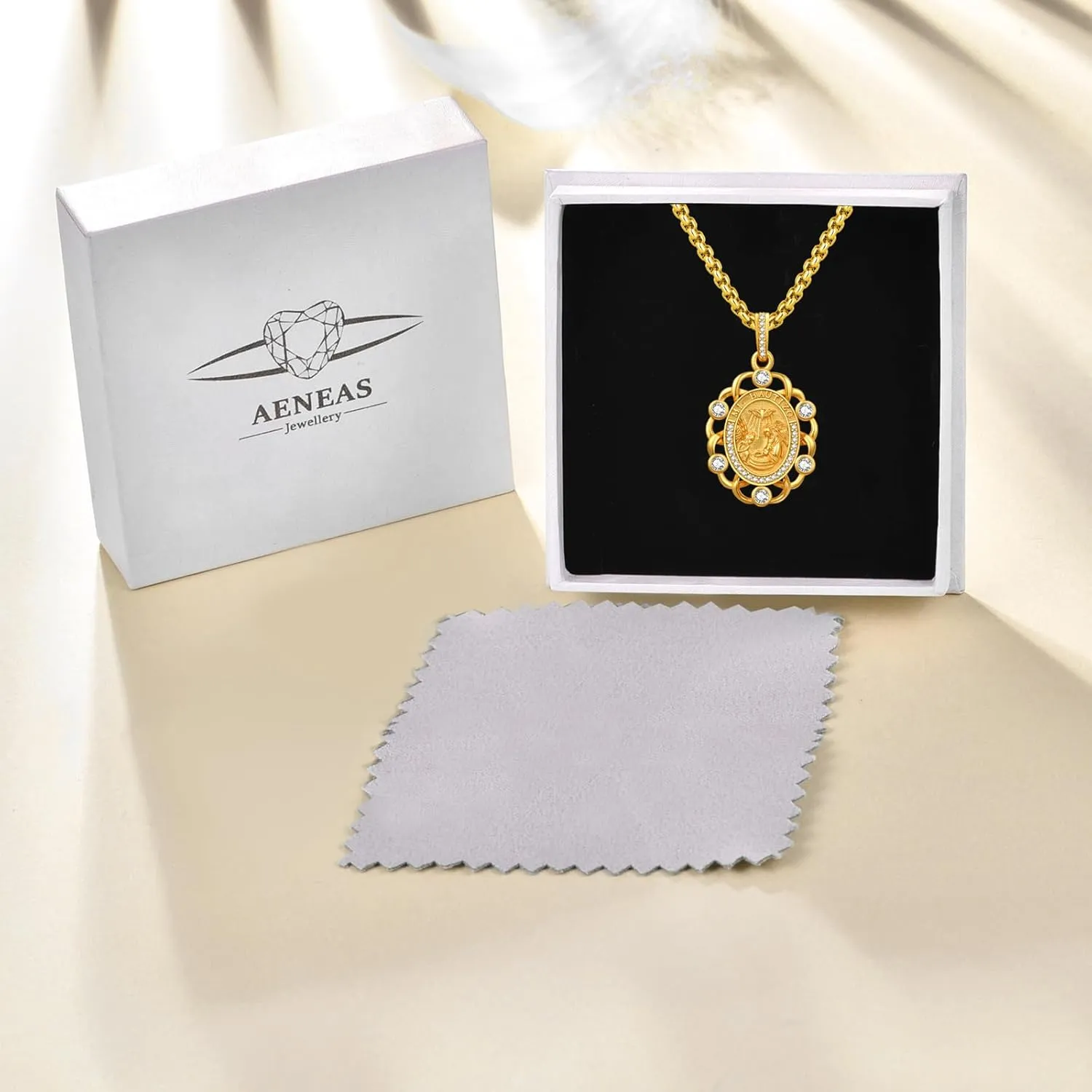 AENEAS Patron Saint Necklace 925 Sterling Silver Patron St Medals Amulet Pendant Protection Jewelry for Women