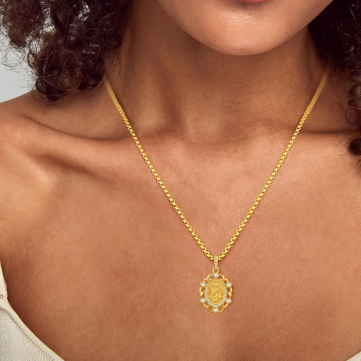 AENEAS Patron Saint Necklace 925 Sterling Silver Patron St Medals Amulet Pendant Protection Jewelry for Women