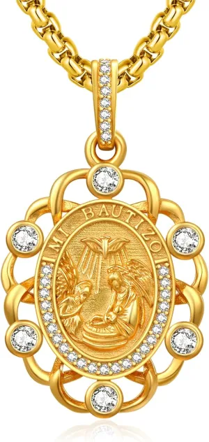 AENEAS Patron Saint Necklace 925 Sterling Silver Patron St Medals Amulet Pendant Protection Jewelry for Women