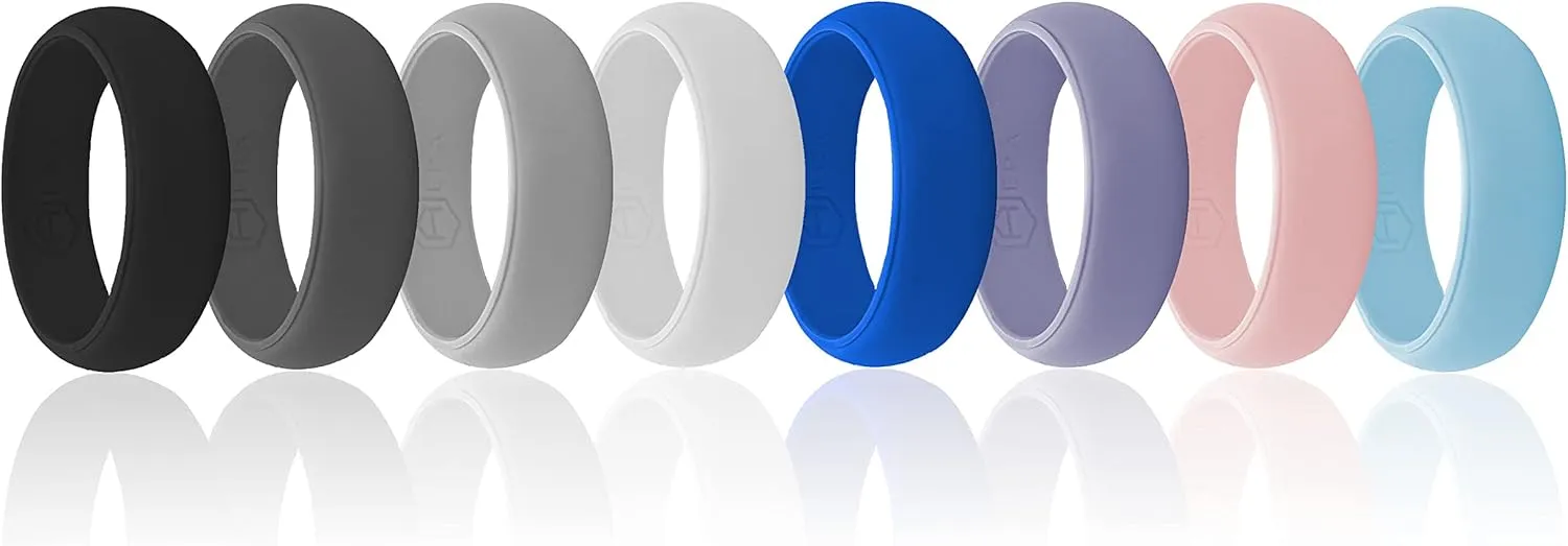AERA Silicone Wedding Ring Band for Women - Thin, Breathable, Classic Design Rubber Ring (Size 4-9)