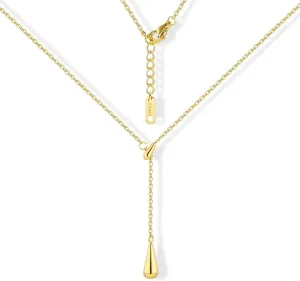 ALEXCRAFT Gold Long Teardrop Necklace for Women Dainty Long Necklaces Gold Plated/Silver Adjustable Y-Shaped Teardrop Pendant Necklace Trendy Layered Necklaces Jewelry for Women Gift
