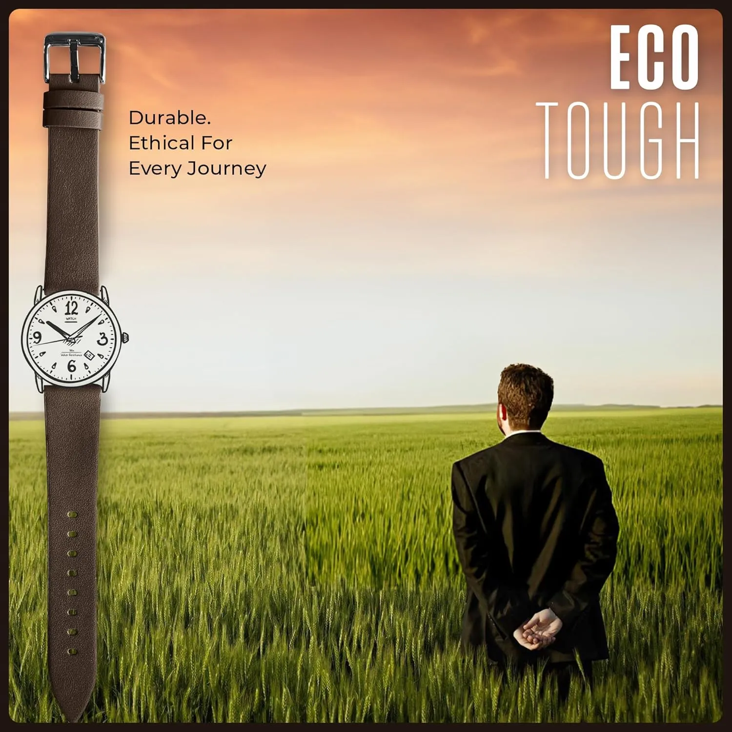 ALPINE Vegan Leatherette Watch Strap - Leather Free Watch Band - Quick Release Replacement Watch Straps - Eco-Friendly Watch Bands for Women and Men - Compatible with Regular and Smart watches