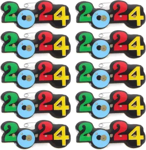 Amosfun 25pcs 2024 Digital Luminous Badge Light up 2024 Brooche 2024 Brooches Pins Glow Clothes Brooch Happy New Year Brooches Pins Nye Party Favors 2024 Party Supplies Child Plastic Led