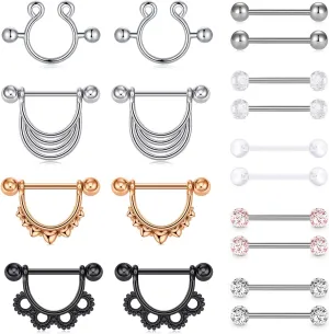 Anicina 14G Nipple Rings Nipplering for Women 14mm 16mm Straight Tongue Rings Barbell Nipple Rings Piercing Jewelry