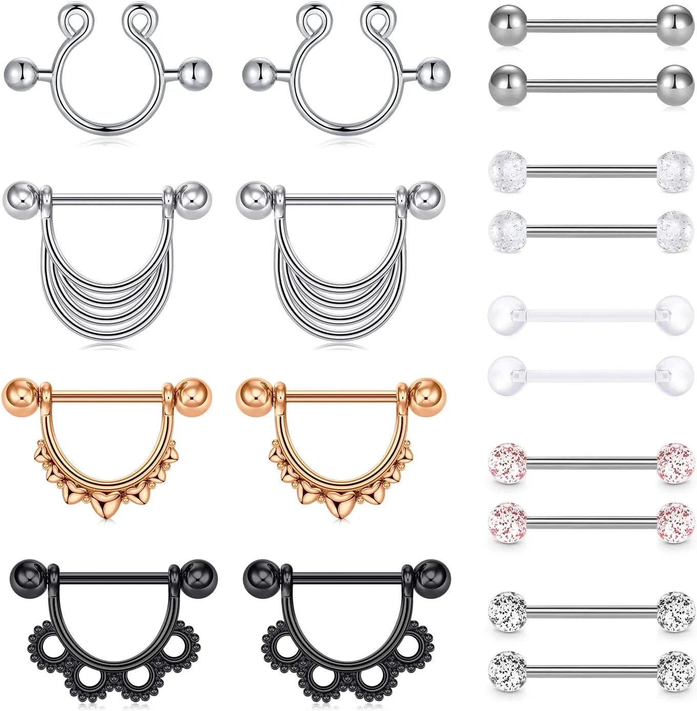 Anicina 14G Nipple Rings Nipplering for Women 14mm 16mm Straight Tongue Rings Barbell Nipple Rings Piercing Jewelry
