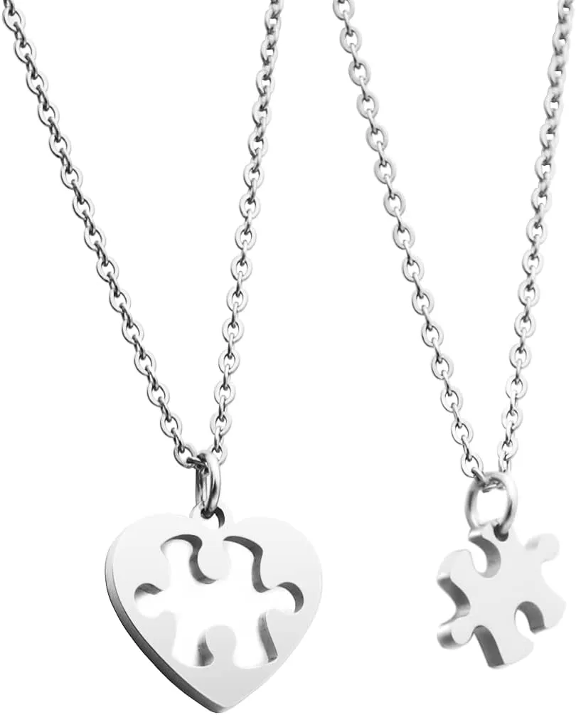 Ankiyabe Mother Daughter Necklace Gift Matching Mom and Daughter Necklaces Set Heart Cut Out Necklace for 2 Mum Daughter Gift